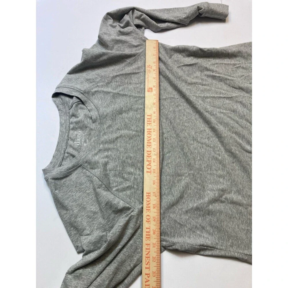 d&co. Women's Gray Solid Crew Neck Long Sleeve Pullover Top L Regular